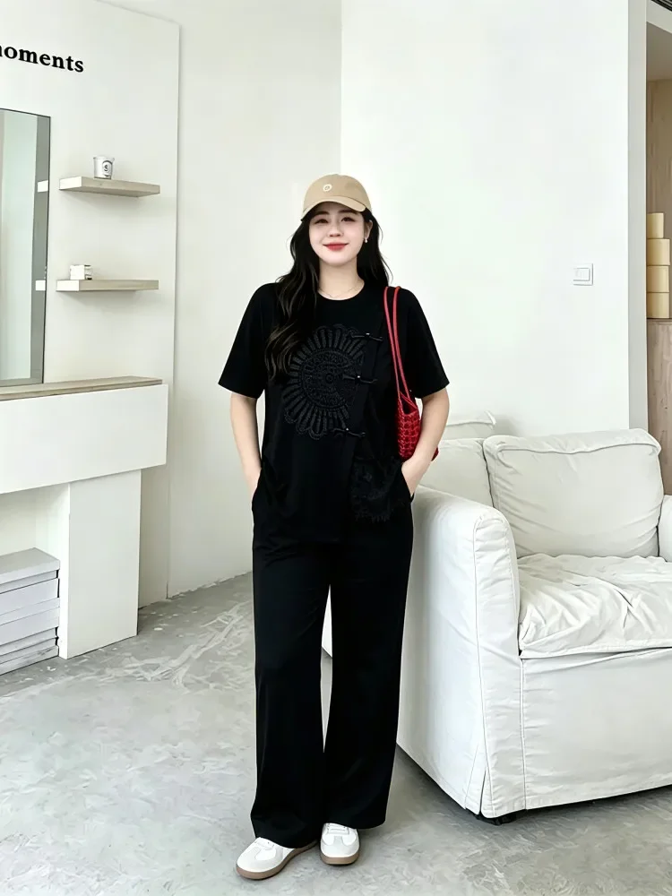 [DISKON KILAT]FADFAD Atasan lengan pendek dan celana panjang wanita yang stylish, gaya kasual modern.