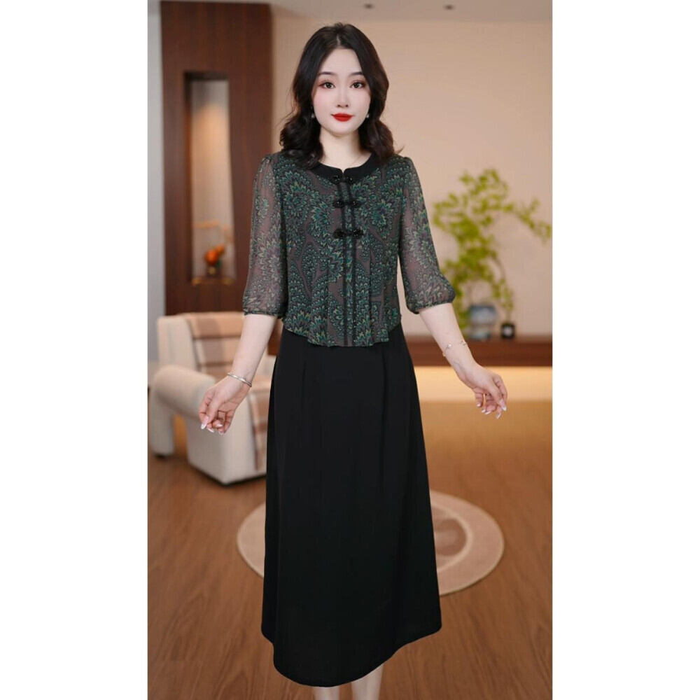 FADFAD Gaun wanita gaya retro serbaguna mode terbaru