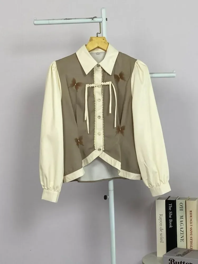 FADFAD Kemeja unik lengan panjang dan kerah collar