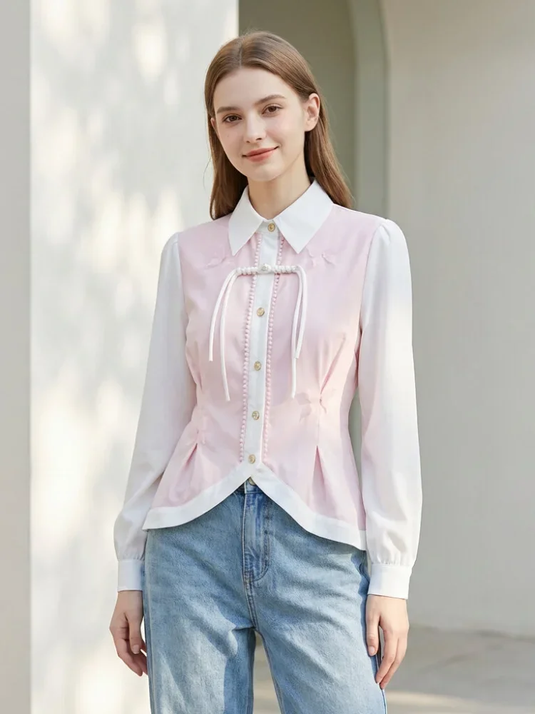 FADFAD Kemeja unik lengan panjang dan kerah collar