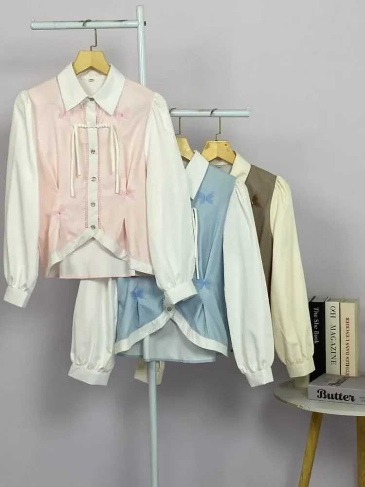 FADFAD Kemeja unik lengan panjang dan kerah collar