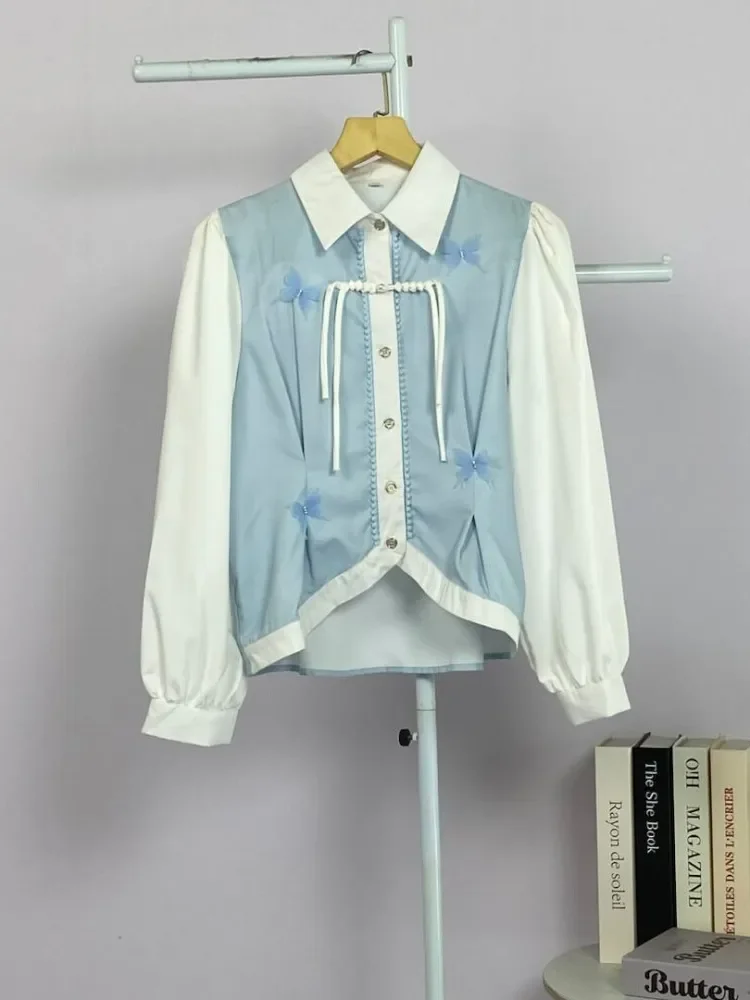 FADFAD Kemeja unik lengan panjang dan kerah collar