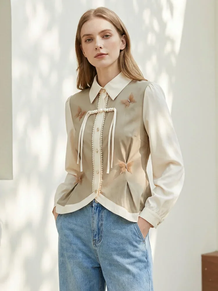 FADFAD Kemeja unik lengan panjang dan kerah collar