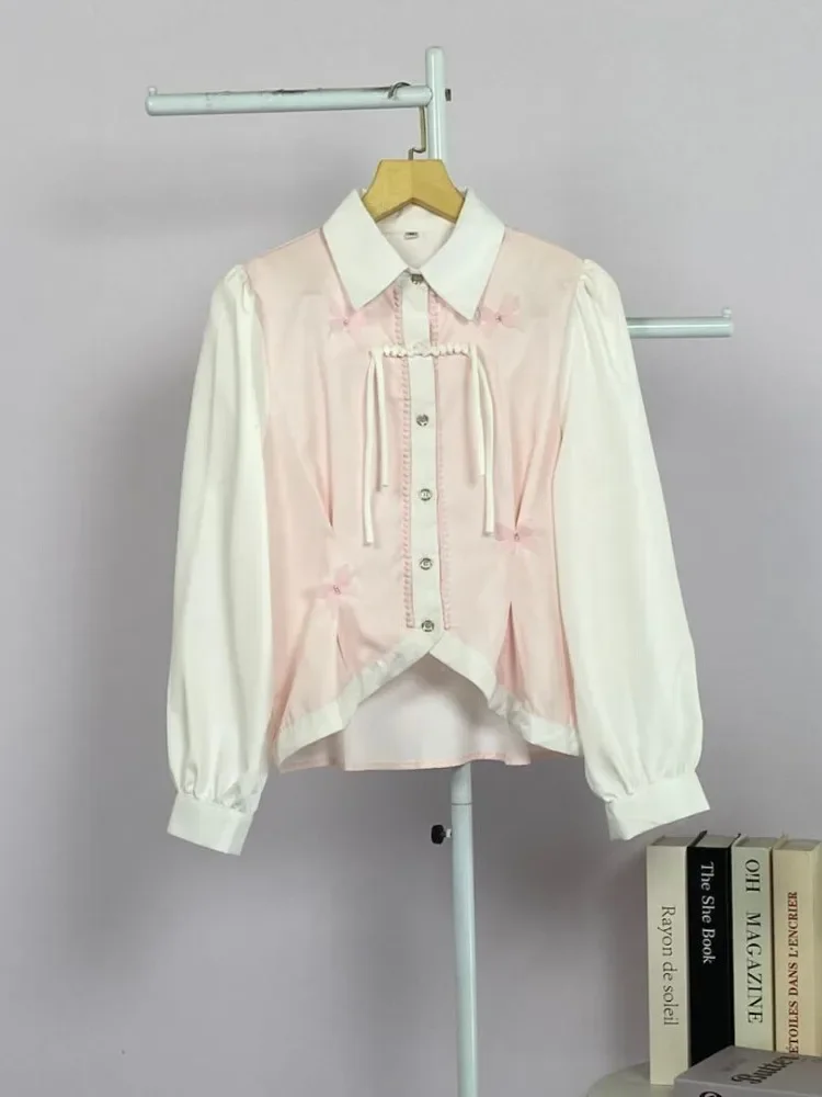 FADFAD Kemeja unik lengan panjang dan kerah collar