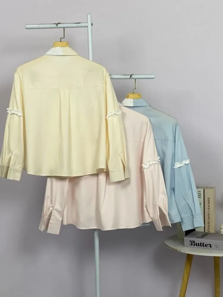 FADFAD Kemeja mutiara lengan panjang - model kerah pita