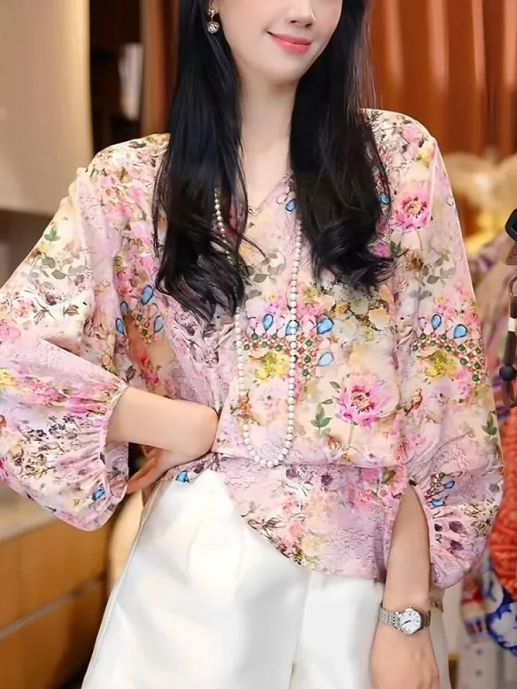 FADFAD Kemeja cetak temperamen gaya baru wanita atasan elegan