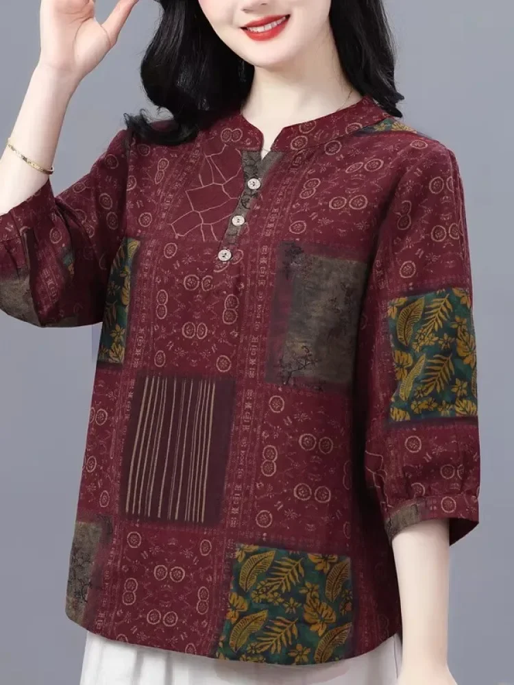 FADFAD Kemeja cetak temperamen gaya baru wanita atasan elegan