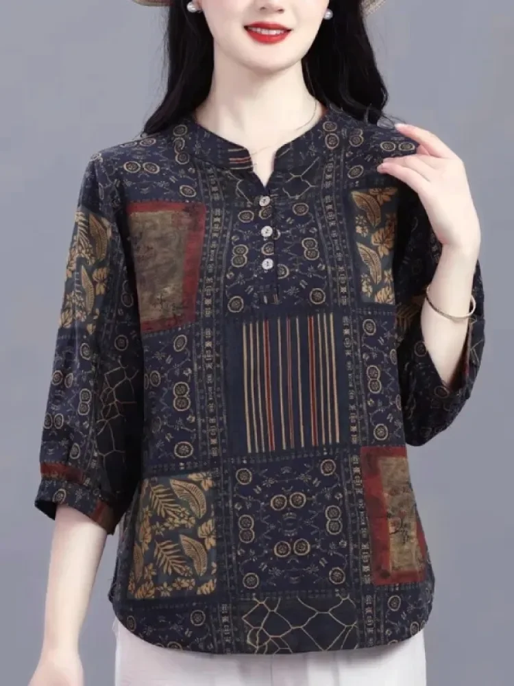 FADFAD Kemeja cetak temperamen gaya baru wanita atasan elegan