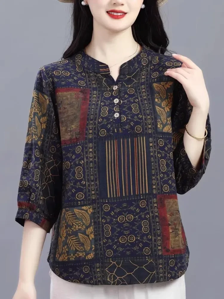 FADFAD Kemeja cetak temperamen gaya baru wanita atasan elegan