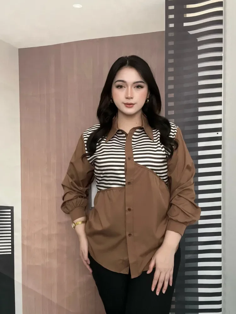 FADFAD Kemeja cetak temperamen gaya baru wanita atasan elegan