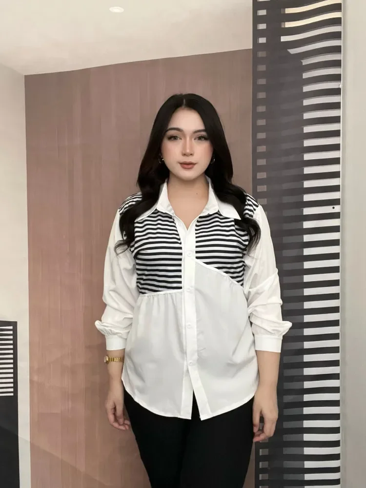FADFAD Kemeja cetak temperamen gaya baru wanita atasan elegan