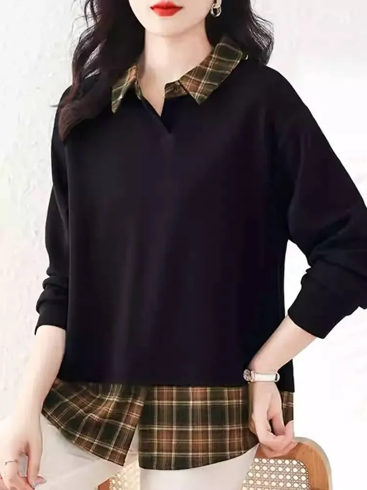 FADFAD Atasan kemeja model kekinian lengan panjang dengan gaya modis untuk wanita