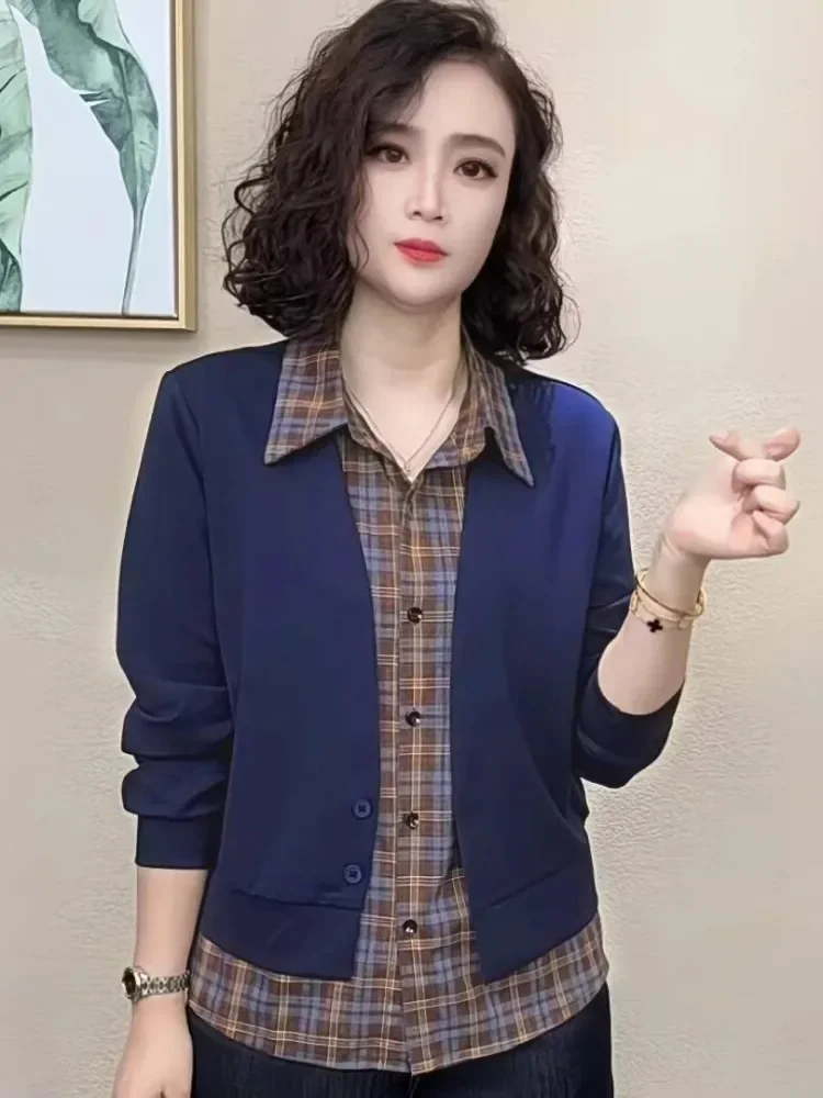 FADFAD Atasan kemeja model kekinian lengan panjang dengan gaya modis untuk wanita