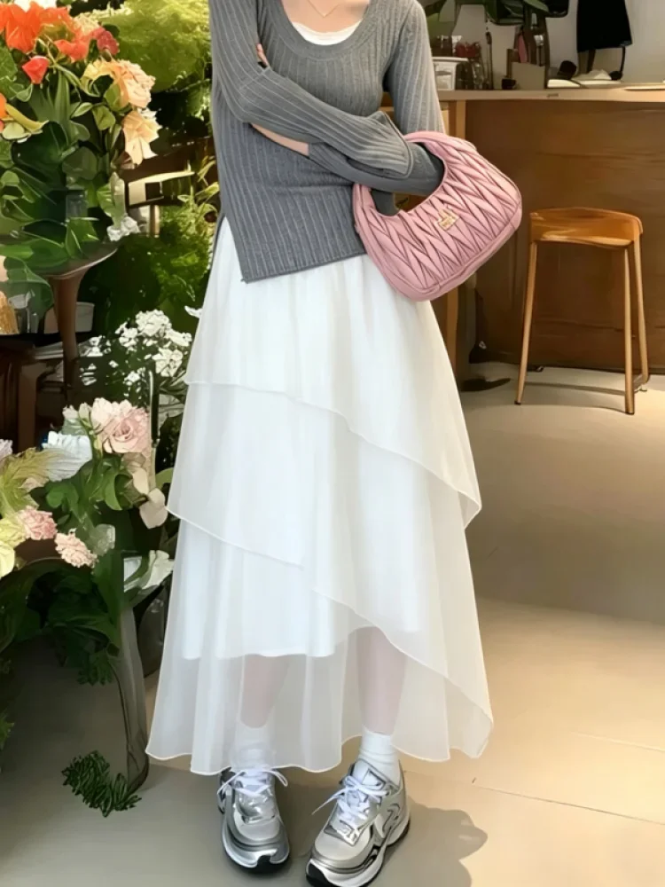 FADFAD Rok kasual warna solid bergaya korean model baru untuk wanita elegant