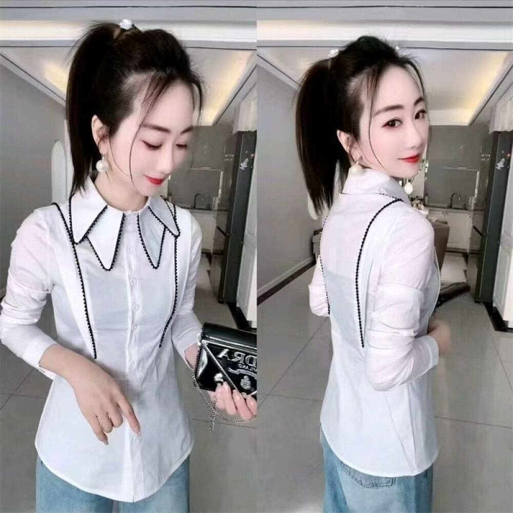 FADFAD Kemeja kasual lengan panjang model fitted untuk wanita