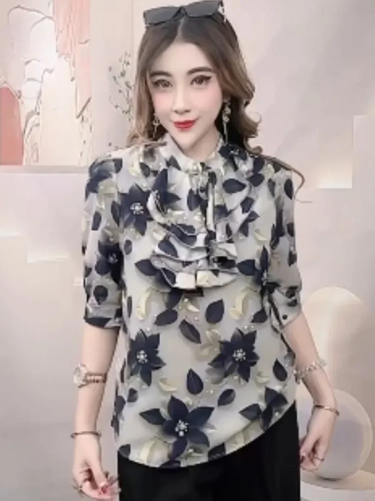 FADFAD Kemeja cetak temperamen gaya baru wanita atasan elegan