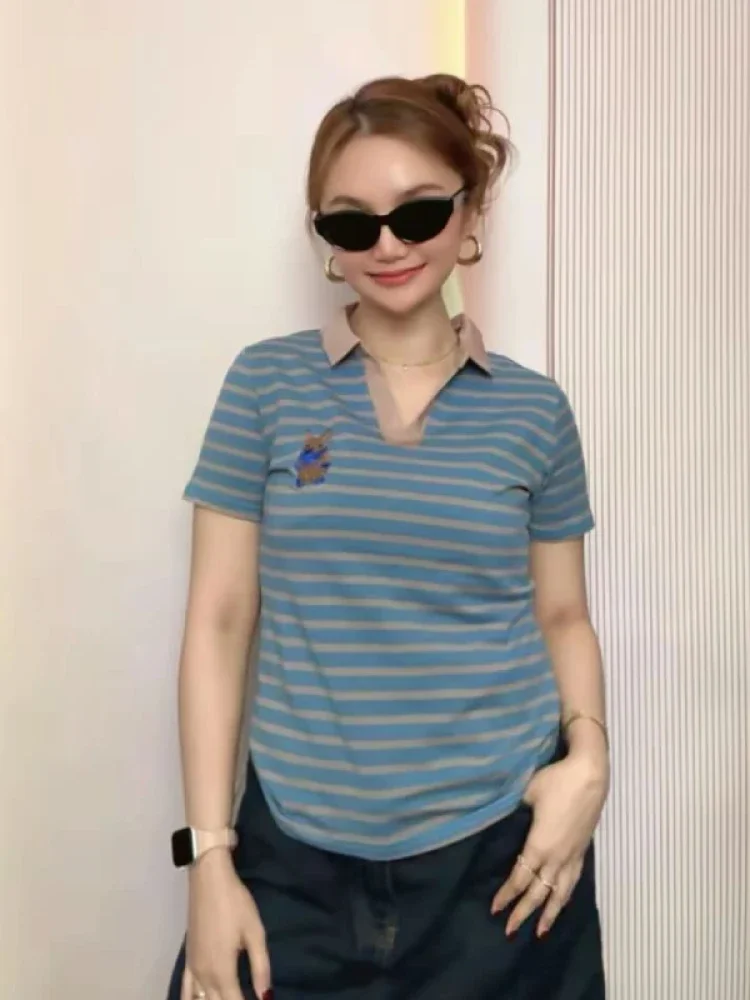 ASAYA Kaos santai tipis fashion baru dengan motif