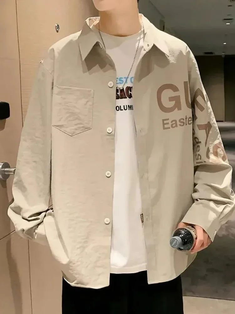 MODISH Kemeja putih lengan panjang oversized jaket trendi kasual