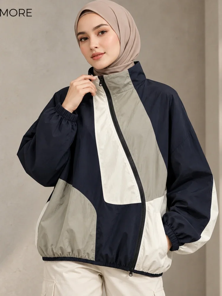 [READY STOCK]CHICMORE Jaket gaya kasual wanita kelas atas dengan ritsleting dan kerah high