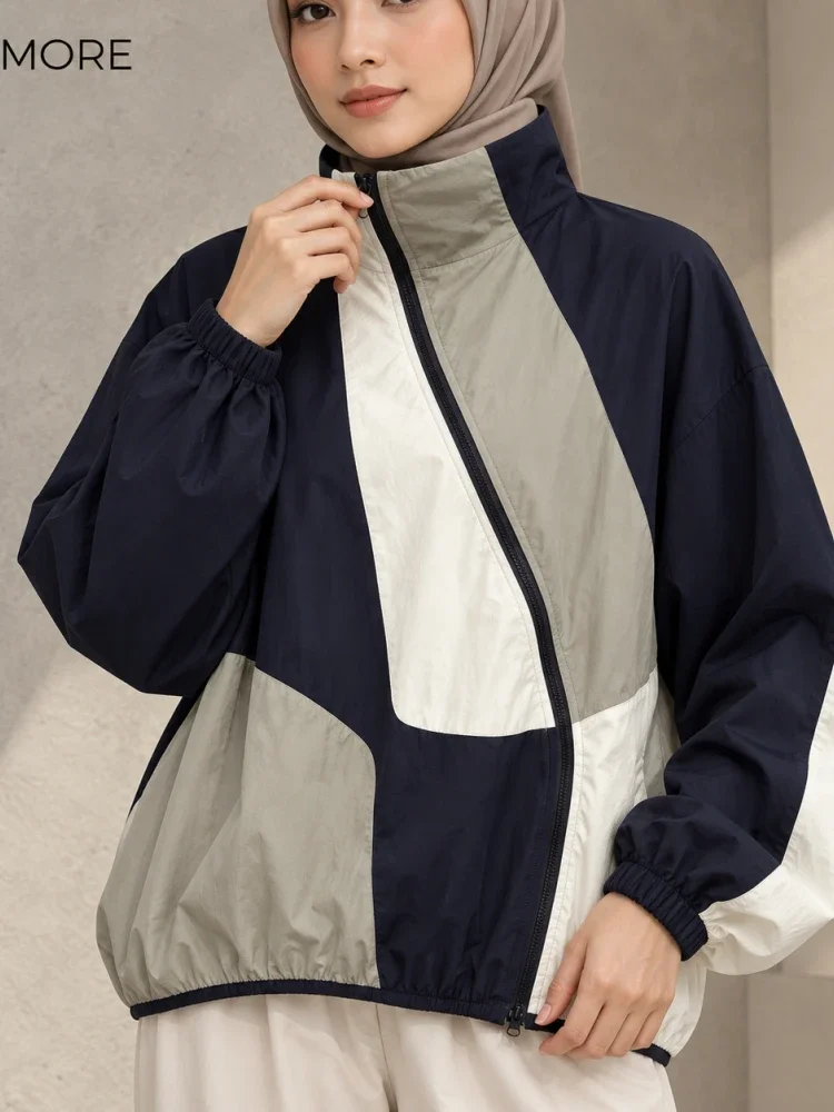 [READY STOCK]CHICMORE Jaket gaya kasual wanita kelas atas dengan ritsleting dan kerah high