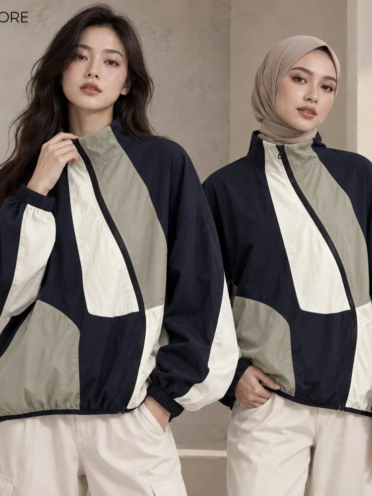 [READY STOCK]CHICMORE Jaket gaya kasual wanita kelas atas dengan ritsleting dan kerah high