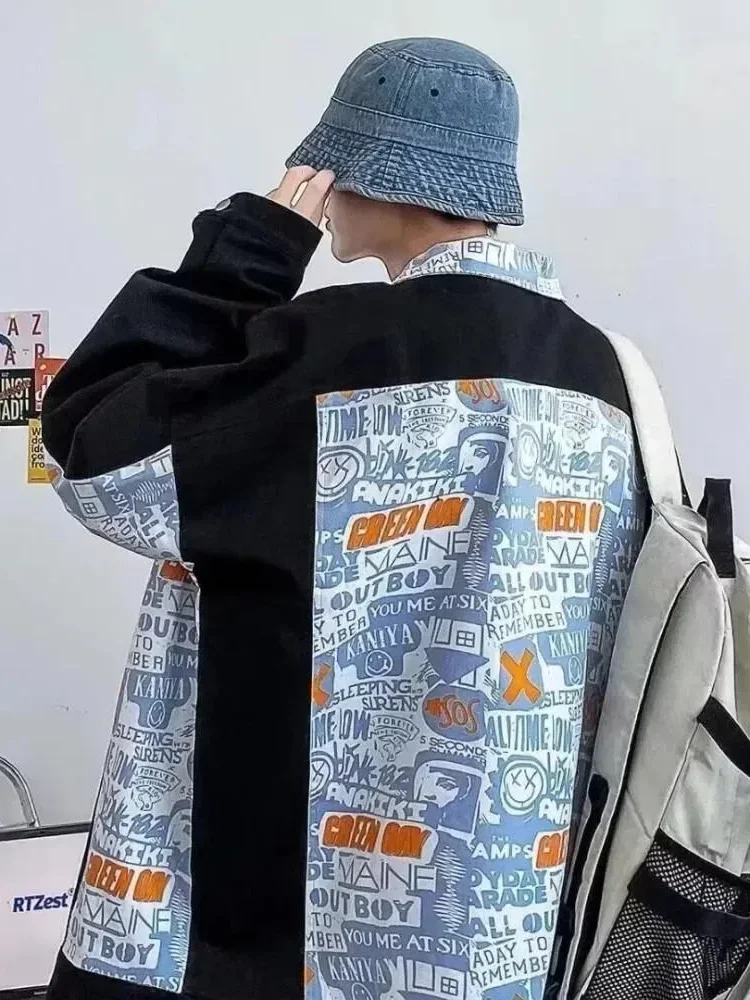 MODISH Jaket pria kerah polo lengan panjang dengan kancing aktif di bagia depan gaya kekinian korea