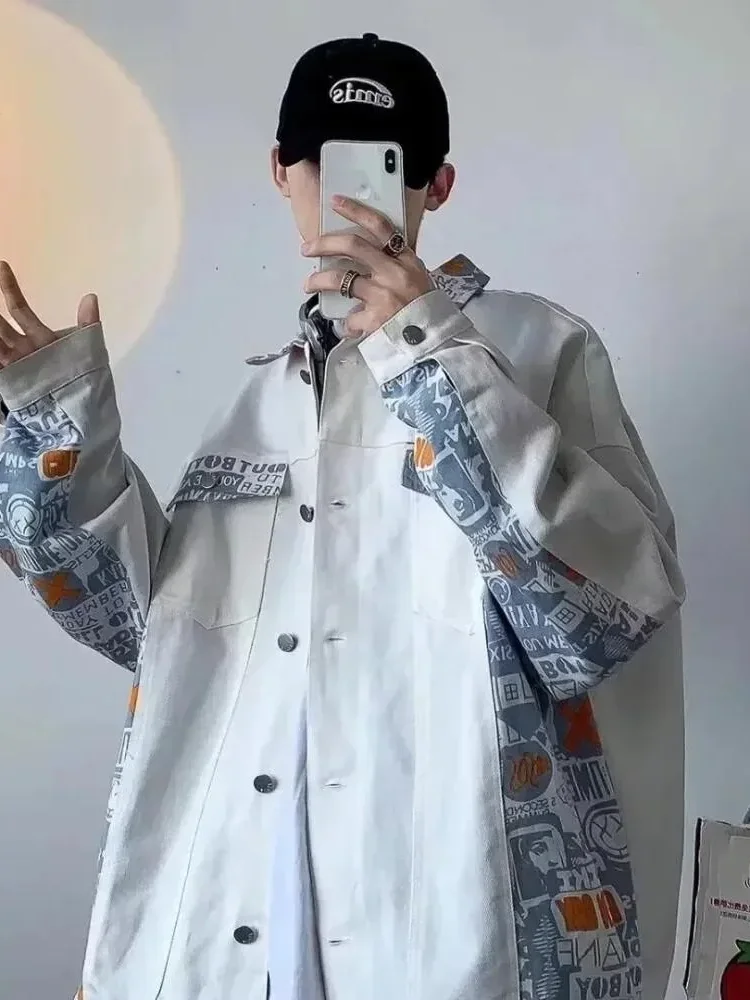 MODISH Jaket pria kerah polo lengan panjang dengan kancing aktif di bagia depan gaya kekinian korea