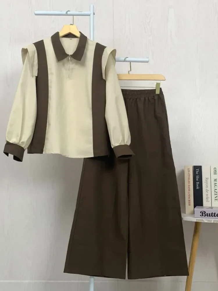 [DISKON KILAT]ASAYA Atasan wanita lengan panjang gaya retro, splicing mode