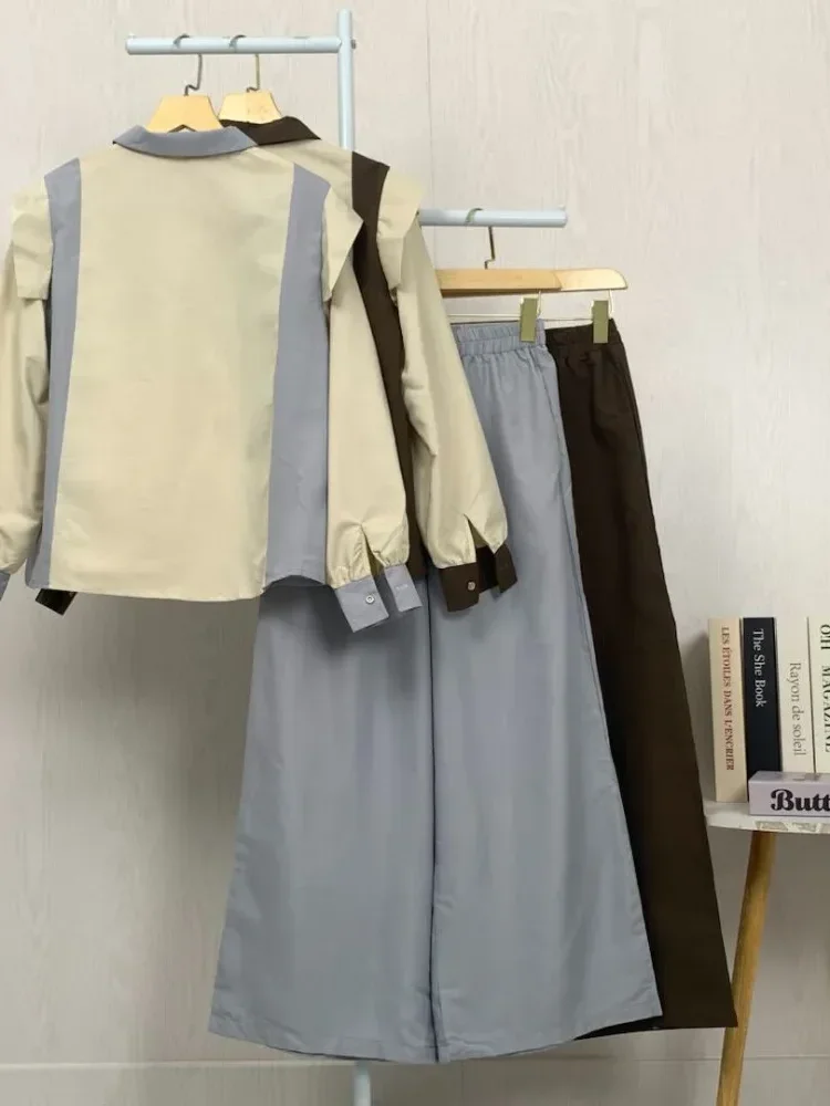 [DISKON KILAT]ASAYA Atasan wanita lengan panjang gaya retro, splicing mode