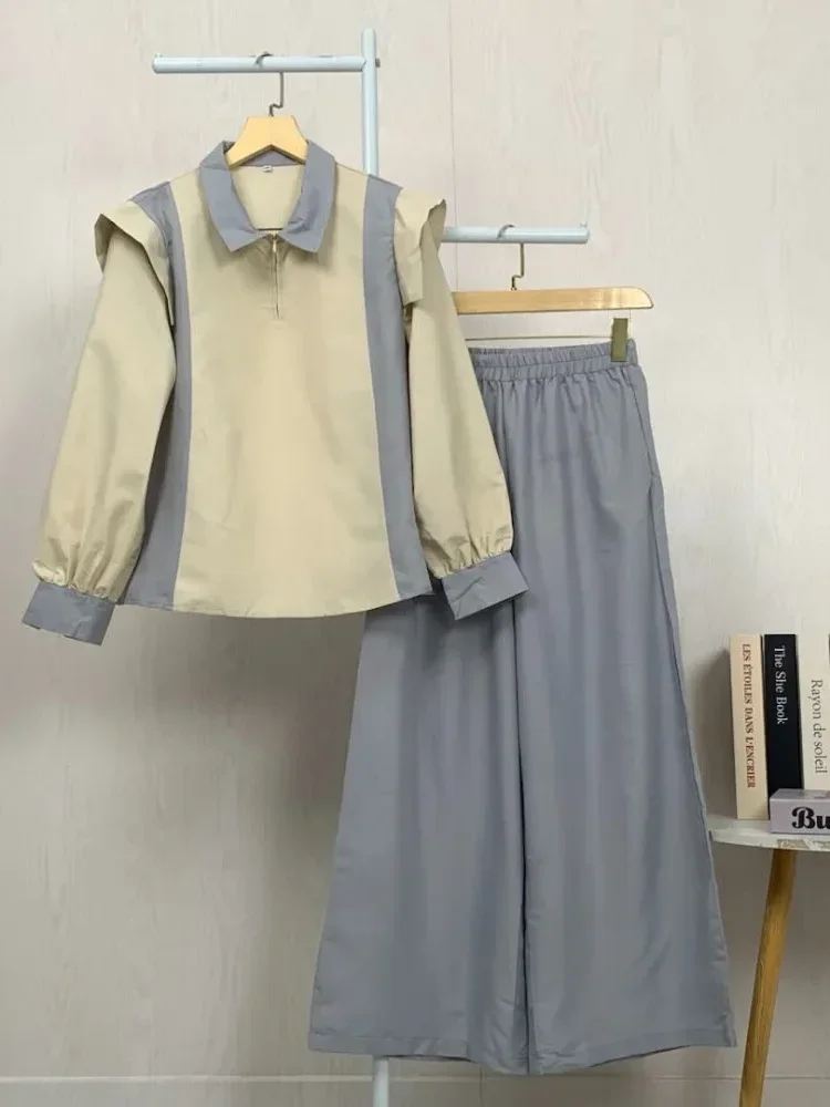 [DISKON KILAT]ASAYA Atasan wanita lengan panjang gaya retro, splicing mode