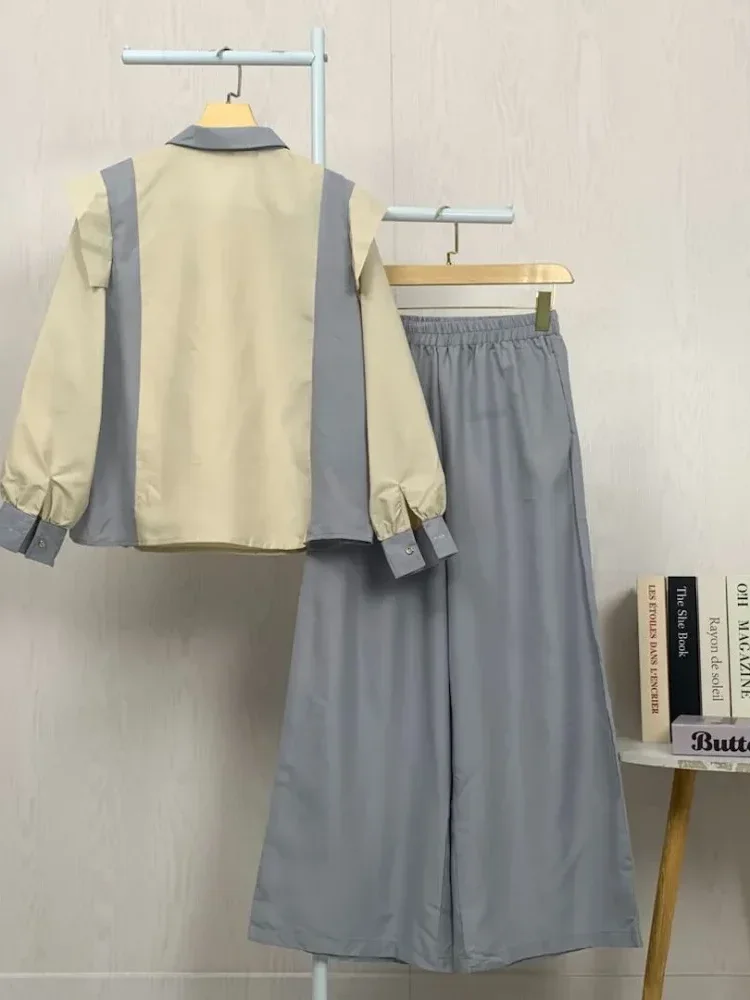 [DISKON KILAT]ASAYA Atasan wanita lengan panjang gaya retro, splicing mode