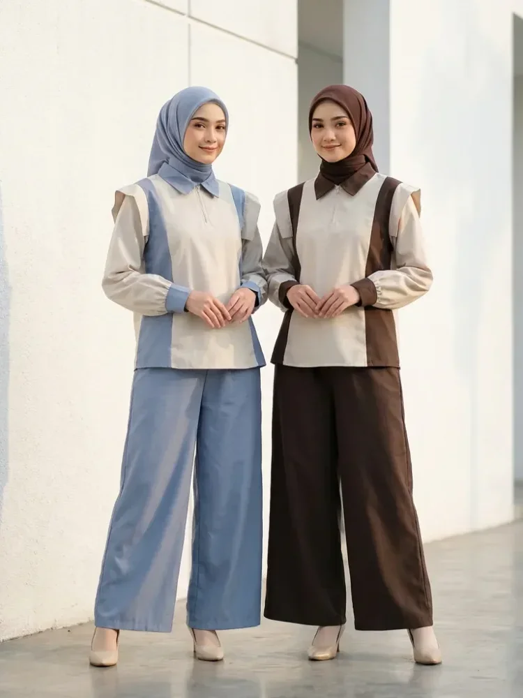 [DISKON KILAT]ASAYA Atasan wanita lengan panjang gaya retro, splicing mode