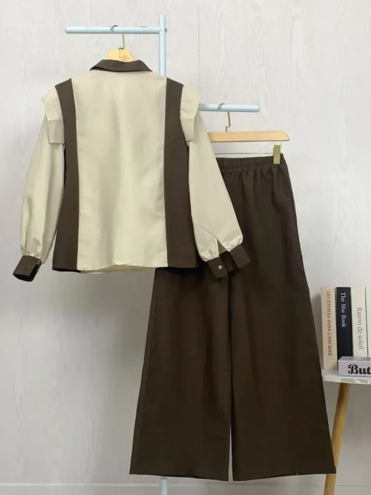 [DISKON KILAT]ASAYA Atasan wanita lengan panjang gaya retro, splicing mode