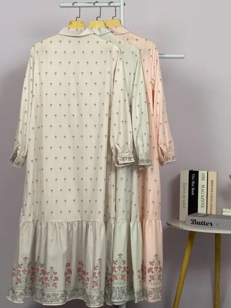 [READY STOCK]ASAYA Gaun kemeja kerja wanita lengan panjang motif bunga