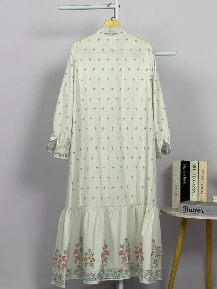 [READY STOCK]ASAYA Gaun kemeja kerja wanita lengan panjang motif bunga