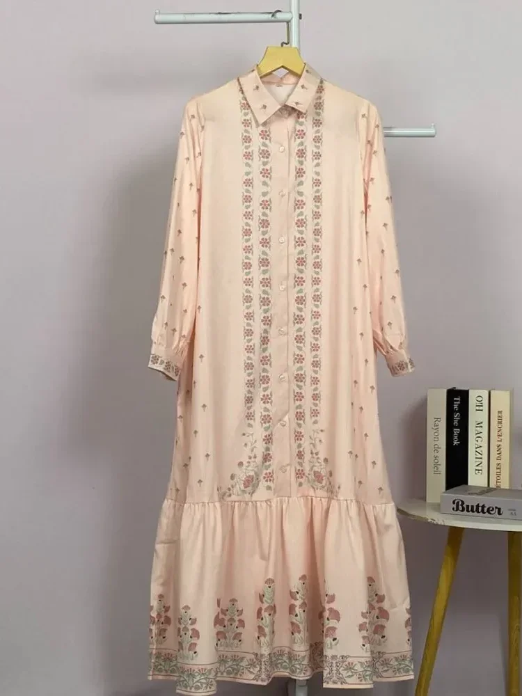 [READY STOCK]ASAYA Gaun kemeja kerja wanita lengan panjang motif bunga