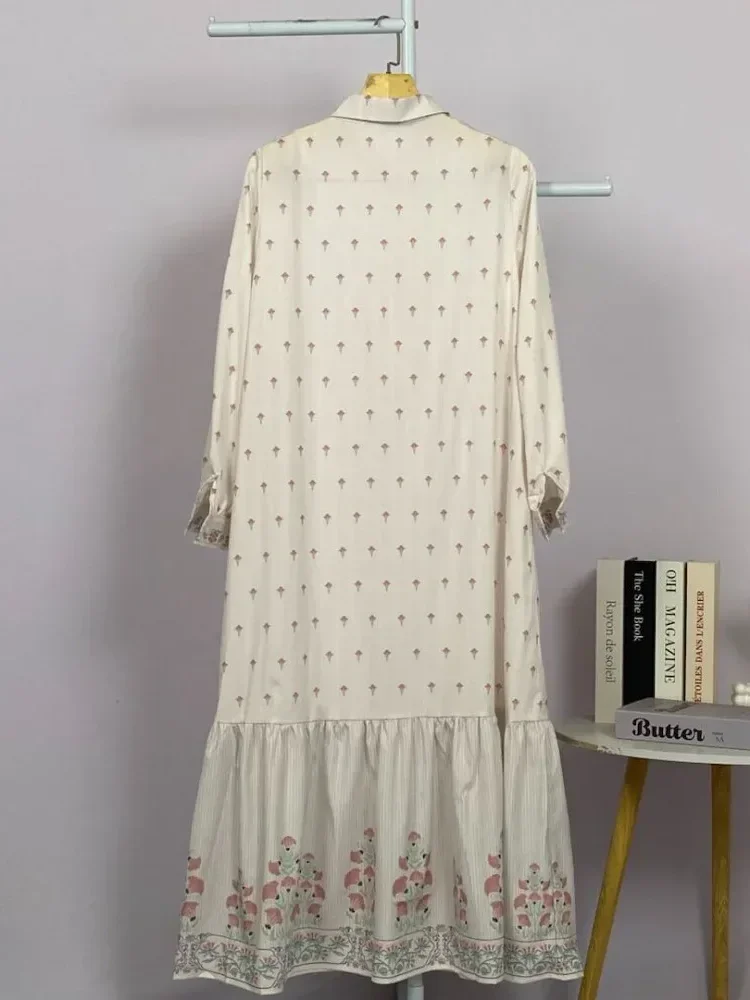 [READY STOCK]ASAYA Gaun kemeja kerja wanita lengan panjang motif bunga