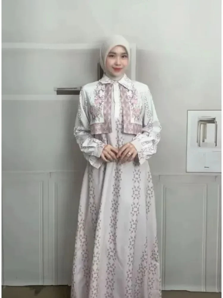 [READY STOCK]ASAYA Gaun elegan dengan motif posisi mode lengan panjang