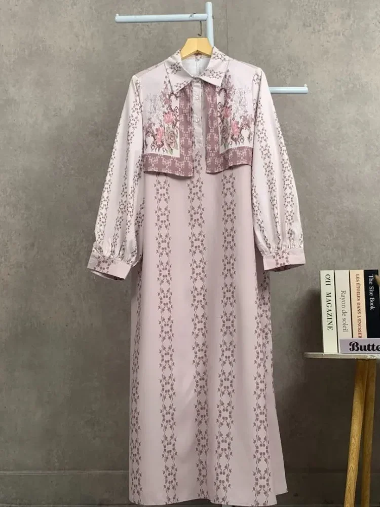 [READY STOCK]ASAYA Gaun elegan dengan motif posisi mode lengan panjang