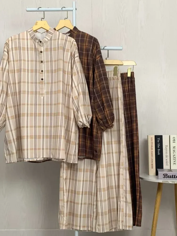 ASAYA Setelan dua potong atasan dan celana panjang wanita elegan terbaru