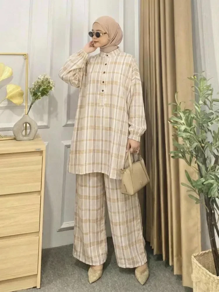 ASAYA Setelan dua potong atasan dan celana panjang wanita elegan terbaru