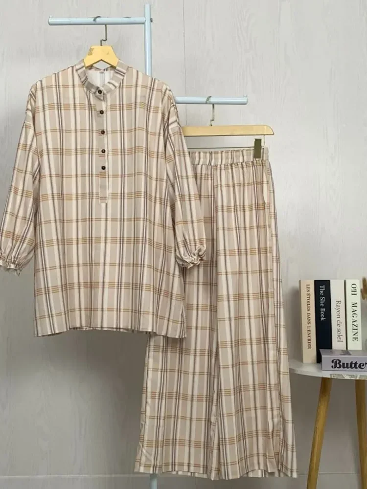 ASAYA Setelan dua potong atasan dan celana panjang wanita elegan terbaru