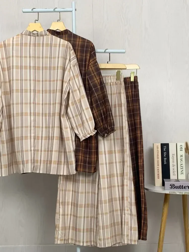 ASAYA Setelan dua potong atasan dan celana panjang wanita elegan terbaru