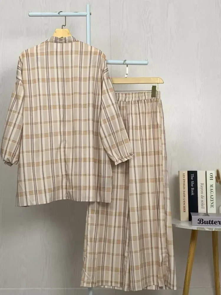 ASAYA Setelan dua potong atasan dan celana panjang wanita elegan terbaru