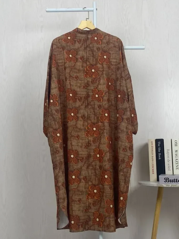 [READY STOCK]ASAYA Gaun panjang longgar kasual tipis bermotif dengan desain mode elegan