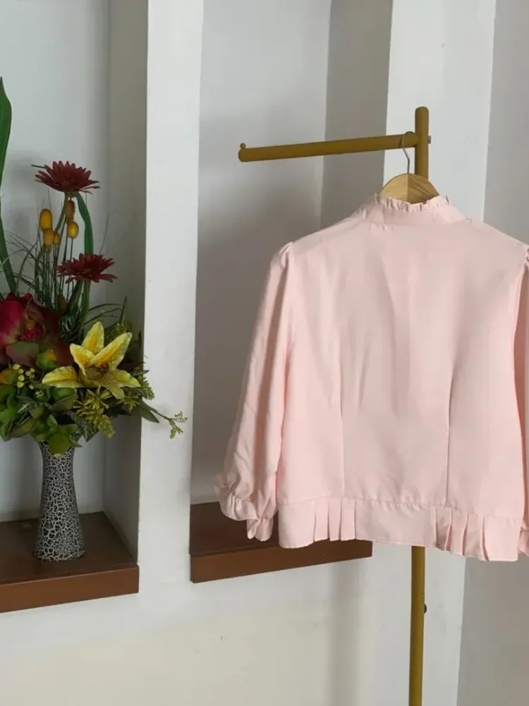 [NEW]ASAYA Atasan kemeja desain kupu-kupu cantik lengan panjang untuk wanita gaya retro