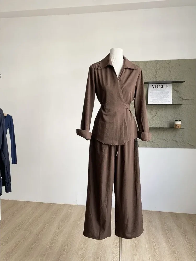 [READY STOCK]ASAYA Setelan dua potong pakian wanita kerah polo warna solid gaya kekinian