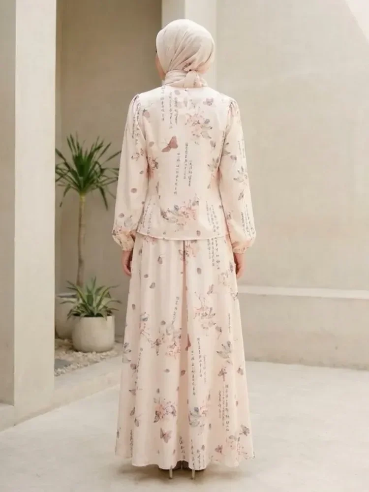 [READY STOCK]ASAYA Setelan wanita bergaya retro tiongkok, atasan lengan panjang dengan kancing buatan tangan dipadukan dengan rok model a-line yang stylish