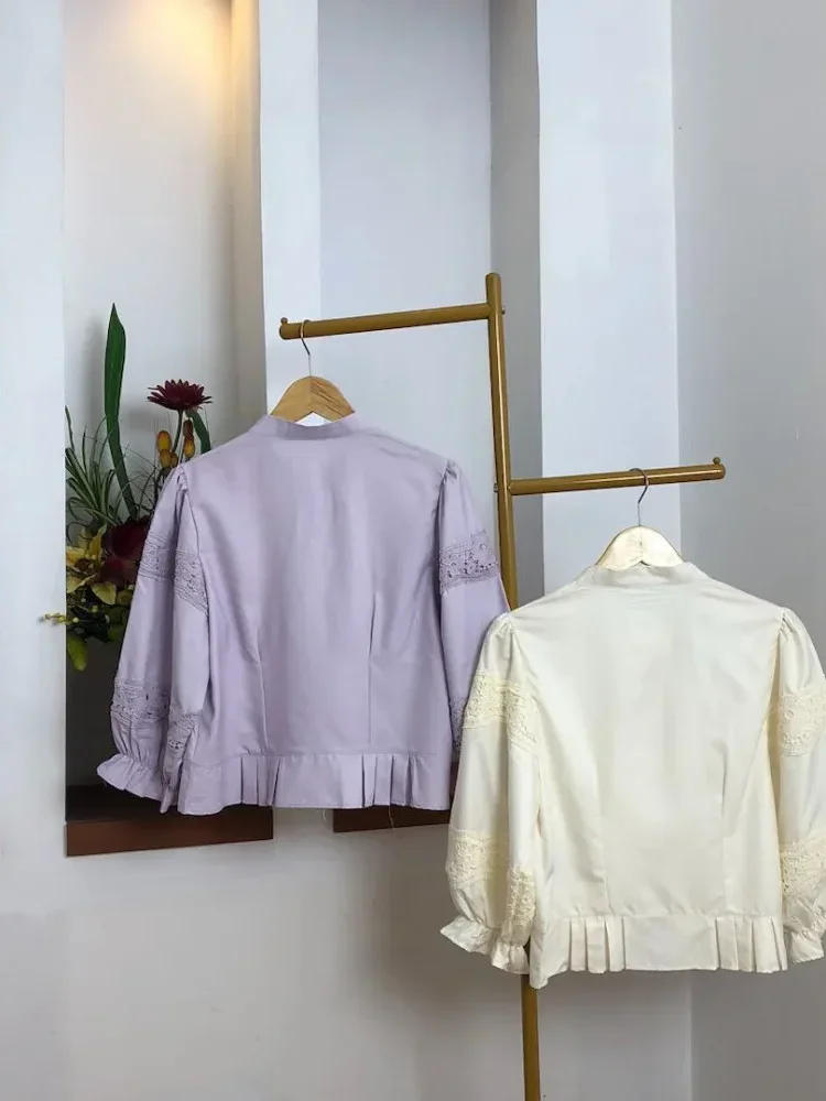 [NEW]CHICMORE Atasan kemeja desain kupu-kupu cantik lengan panjang untuk wanita gaya retro