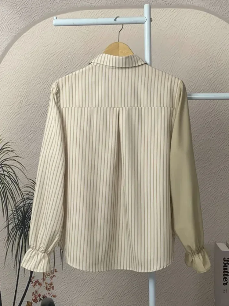 [NEW]ASAYA Kemeja polkadot warna-warni yang stylish dengan pinggiran renda